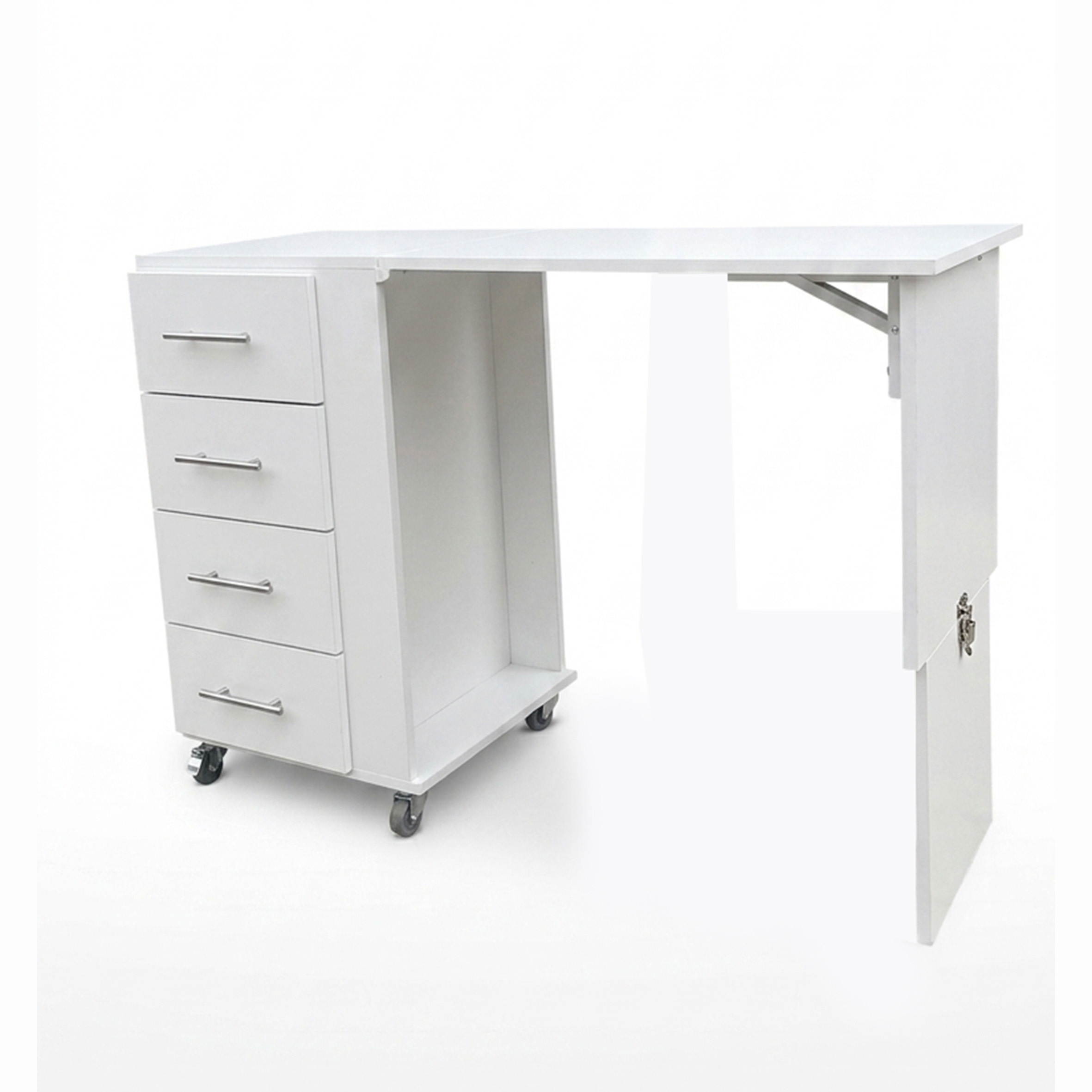 Foldable Manicure Desk with 4 Drawers on Wheels
