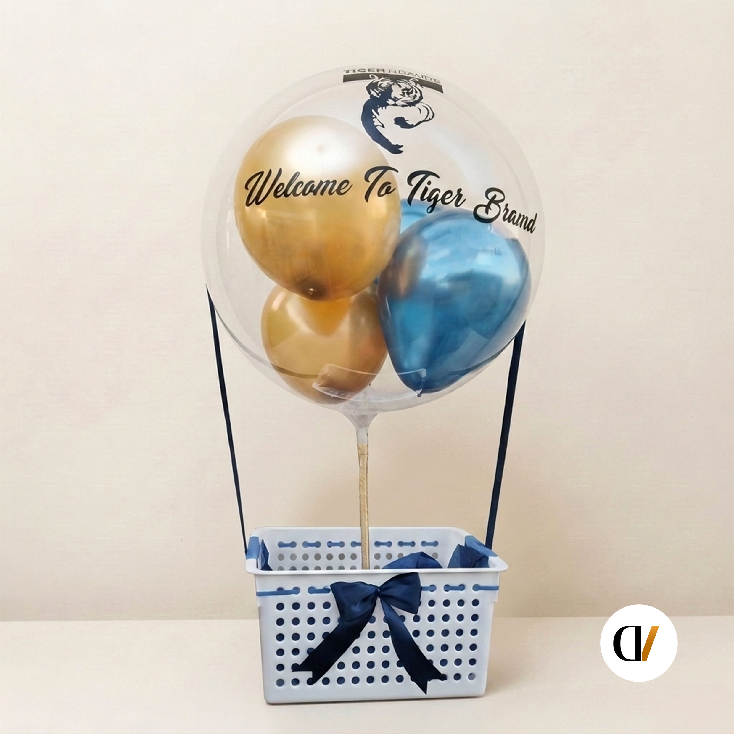 Bobo Balloon Medium Basket Gift Box with Ribbon – Empty